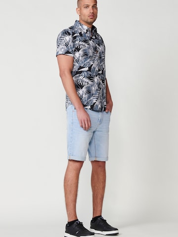 KOROSHI Slim Fit Hemd in Schwarz