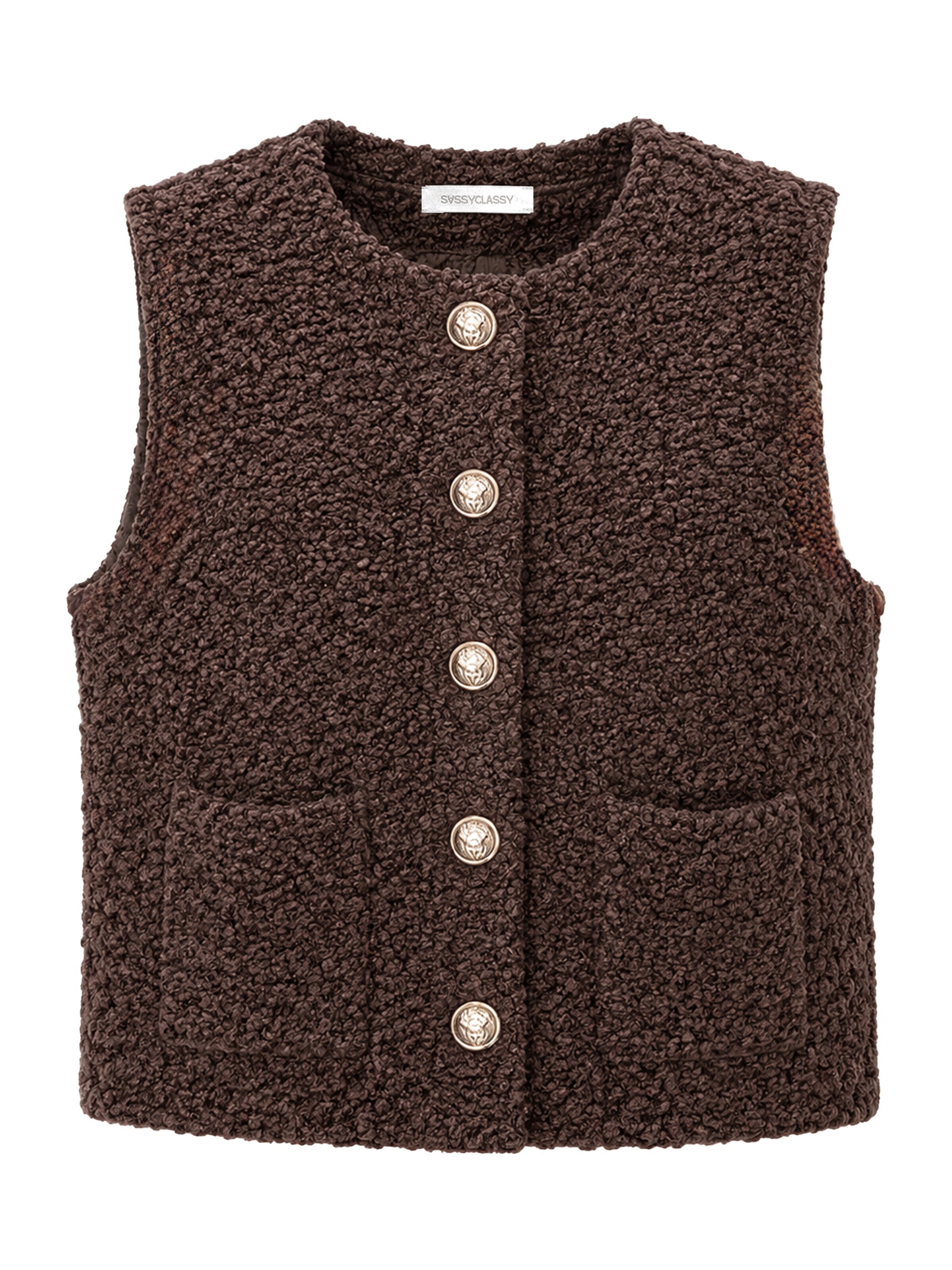 SASSYCLASSY Weste in Braun: Vorderseite