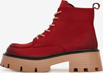 CESARE GASPARI Lace-Up Ankle Boots in Red: front