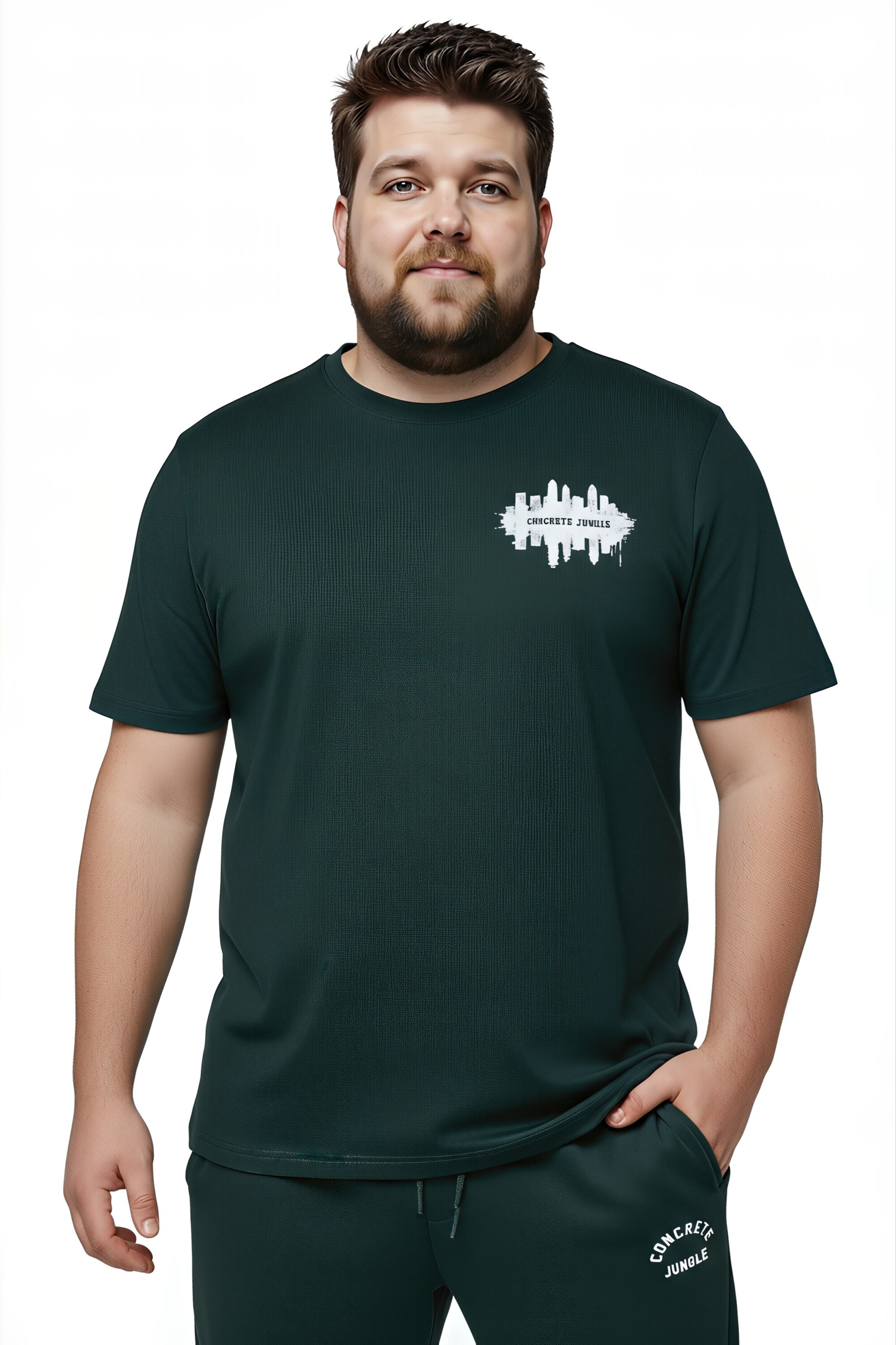 Men Plus Shirt in Green: front