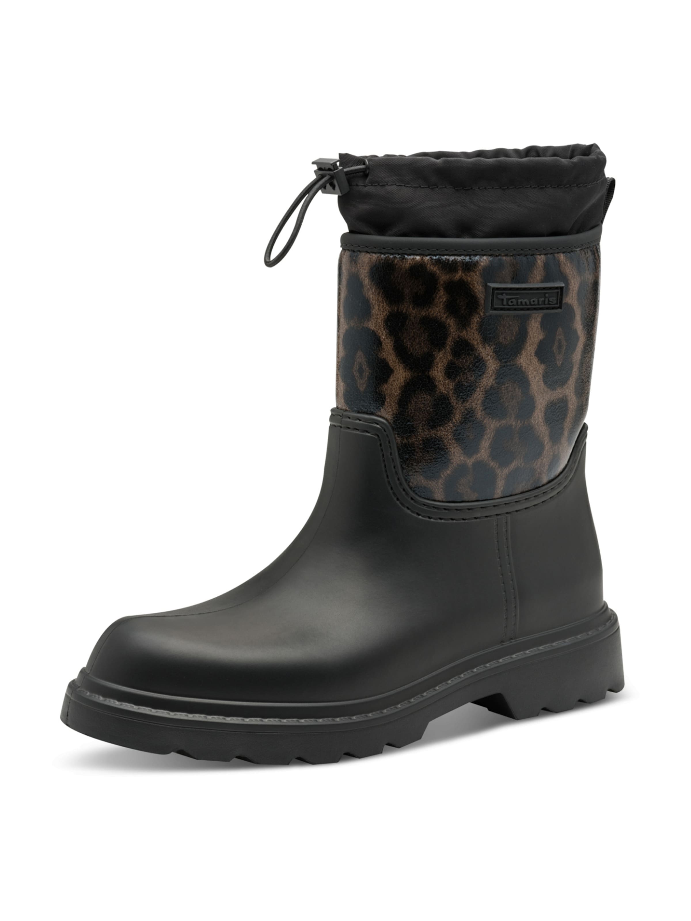 Tamaris Rubber boot in Black: front
