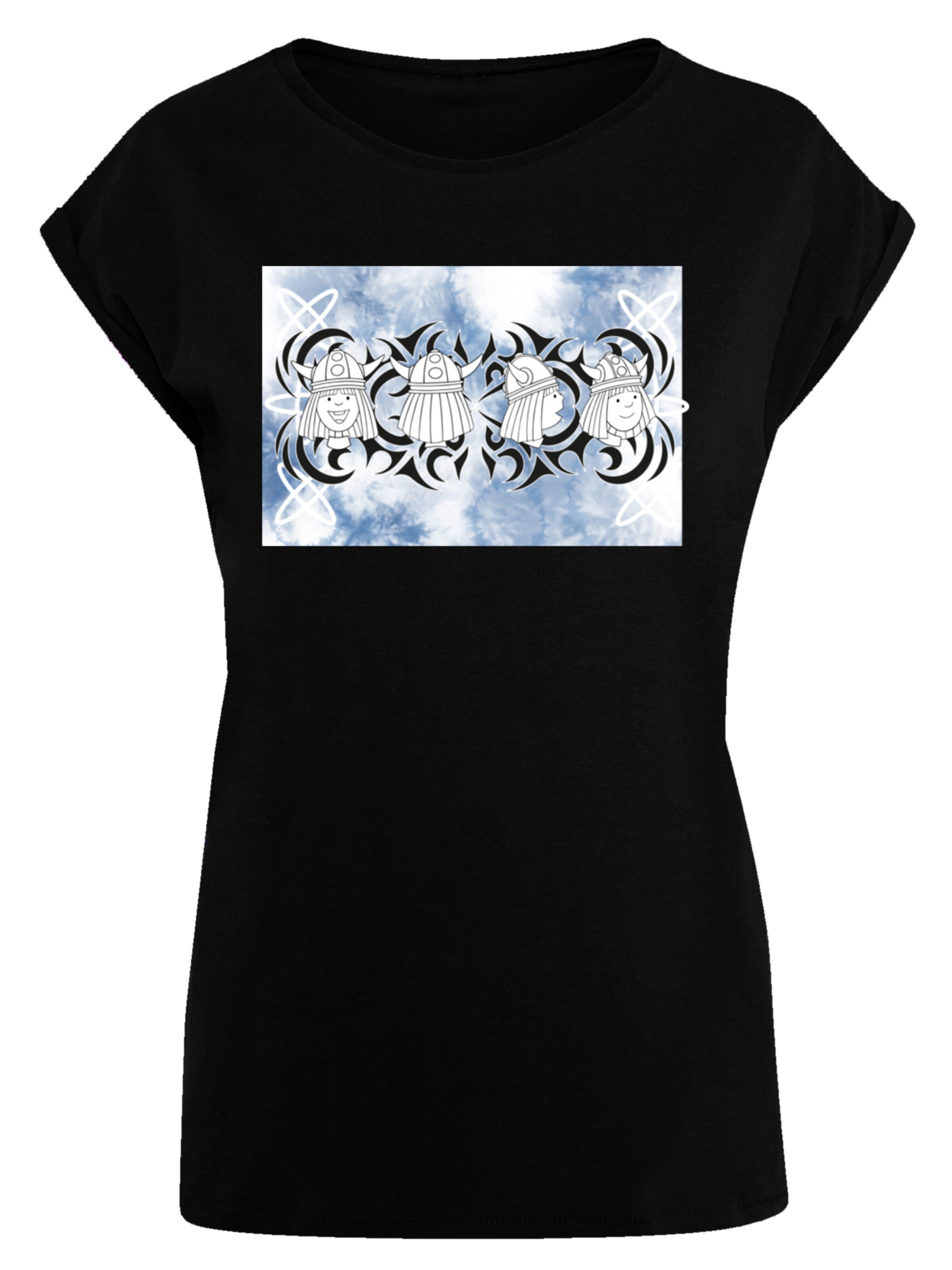 F4NT4STIC Shirt 'Wickie und die starken Männer Turn Your Head' in Zwart: voorkant