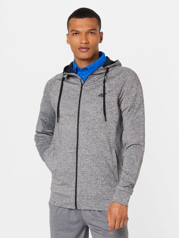 4F Athletic Zip-Up Hoodie in Grey: front