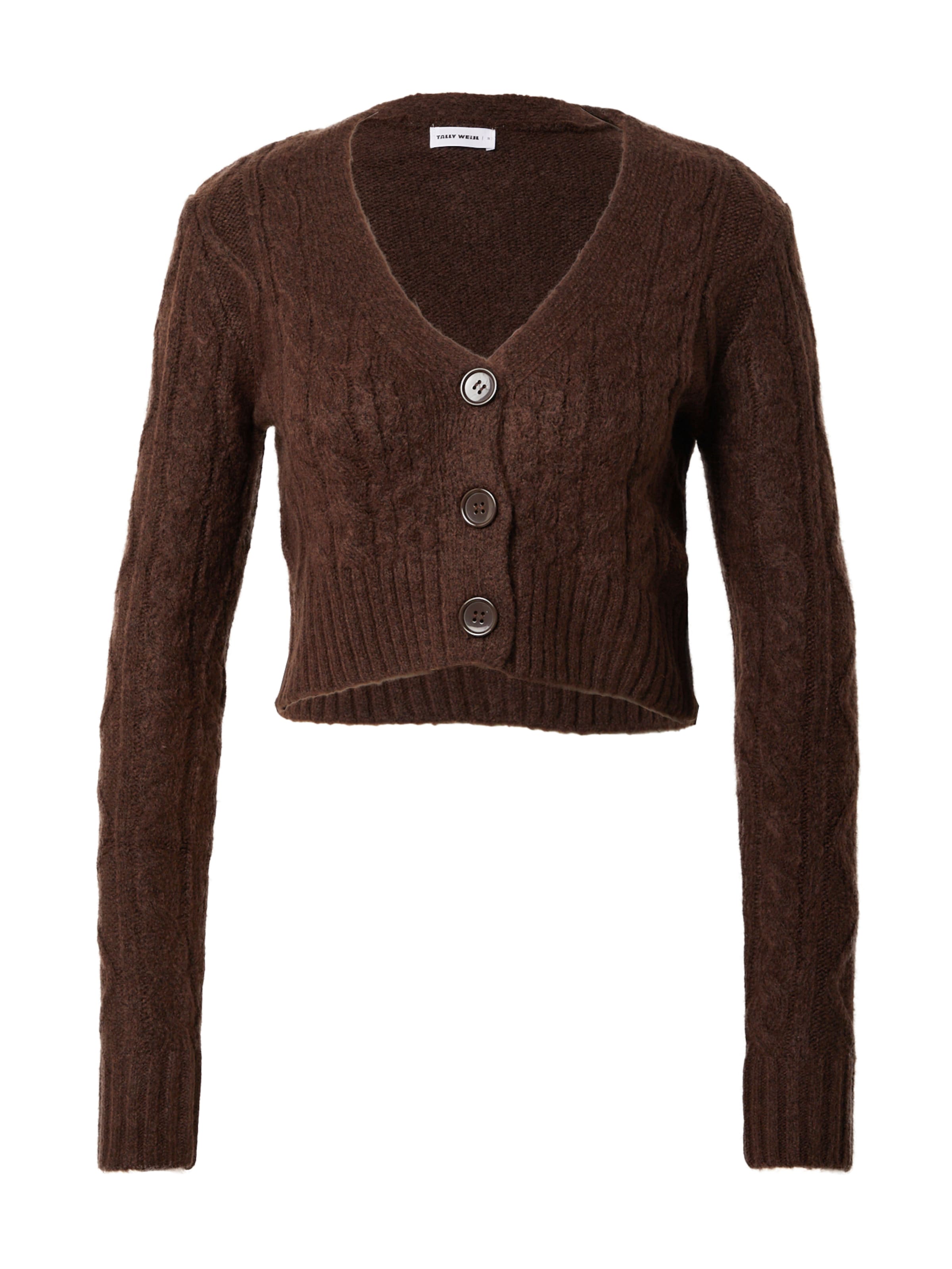Tally Weijl Knit Cardigan in Brown: front