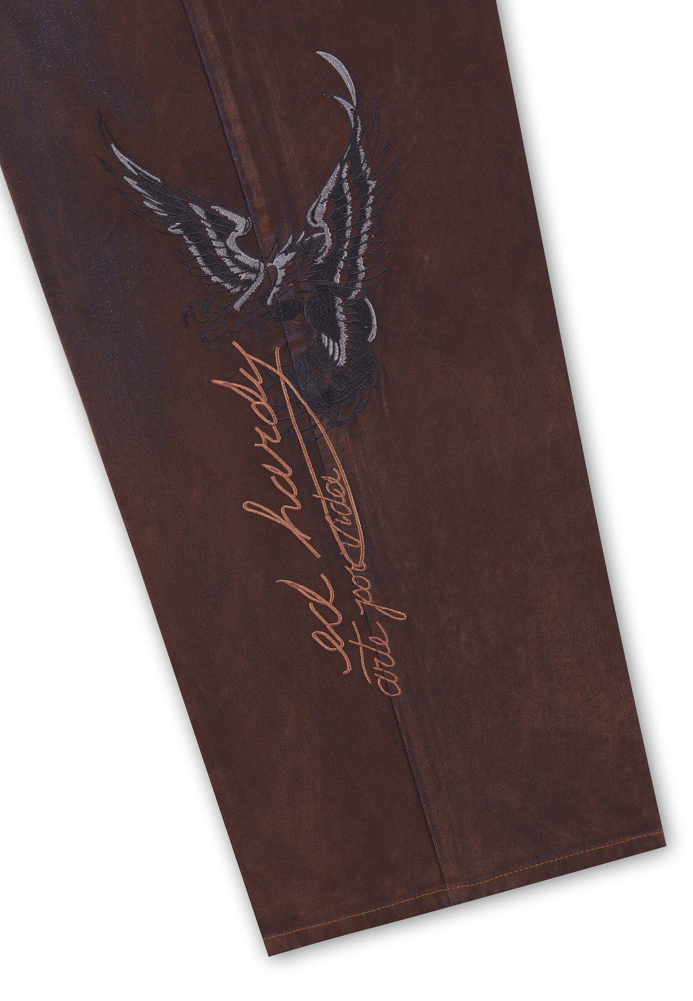 Ed Hardy Широки крачоли Дънки 'Signature Eagle' в кафяво