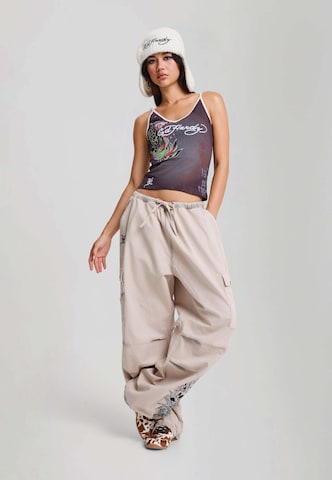 Ed Hardy - Top en marrón: frente