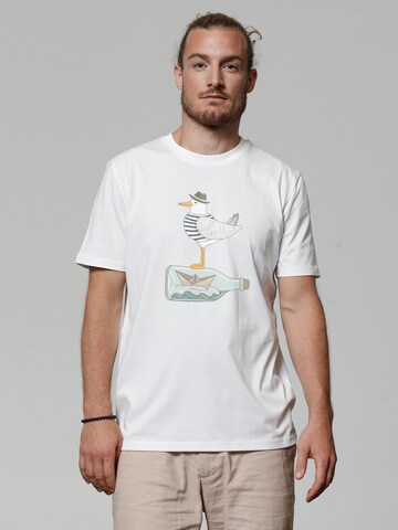 T-Shirt ' Möwe mit Hut ' Watapparel en blanc : devant