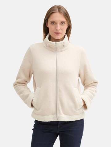 Veste de survêtement TOM TAILOR en beige : devant