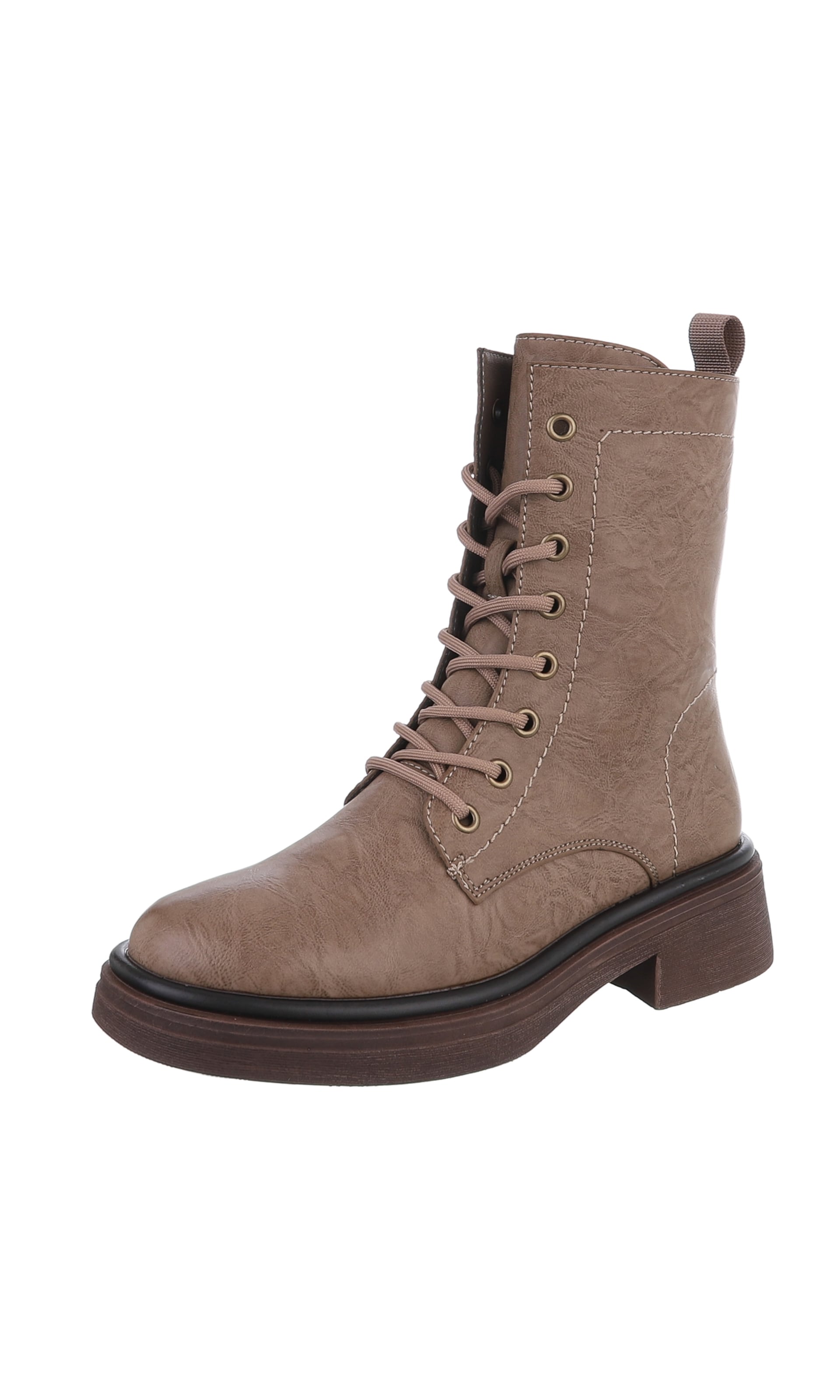 Ital-Design Lace-Up Ankle Boots in Brown: front