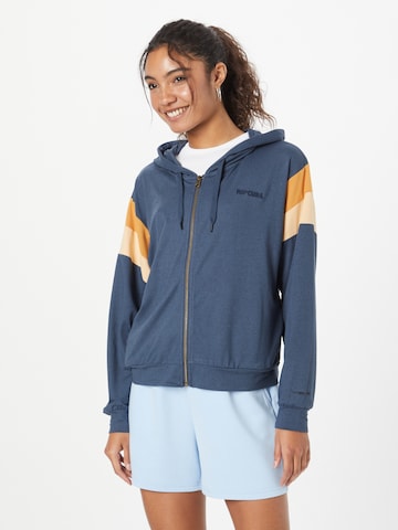 RIP CURL Athletic Zip-Up Hoodie in Blue: front