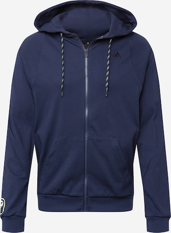 ADIDAS SPORTSWEAR - Sudadera con cremallera deportiva en azul: frente