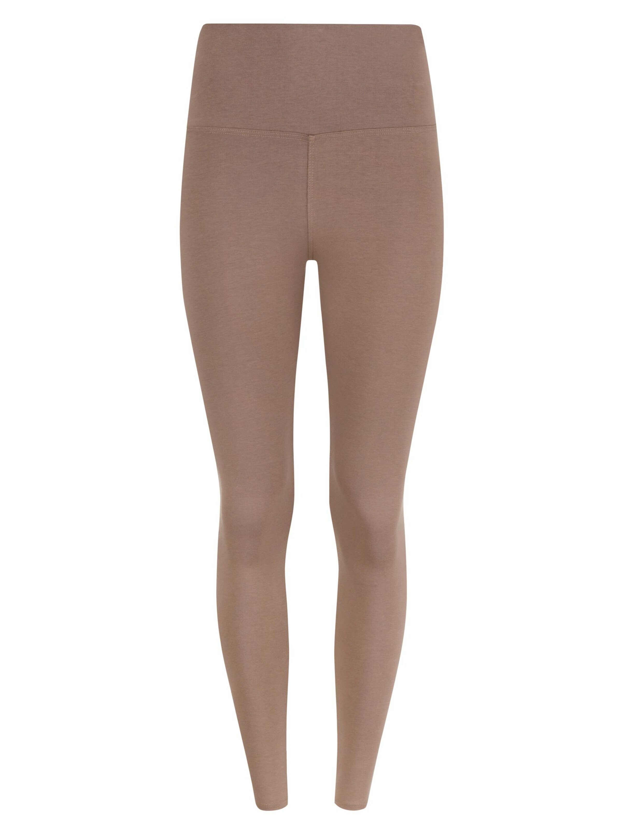 Evoni Slim fit Leggings 'aus Baumwolle mit hohem Bund' in Brown: front
