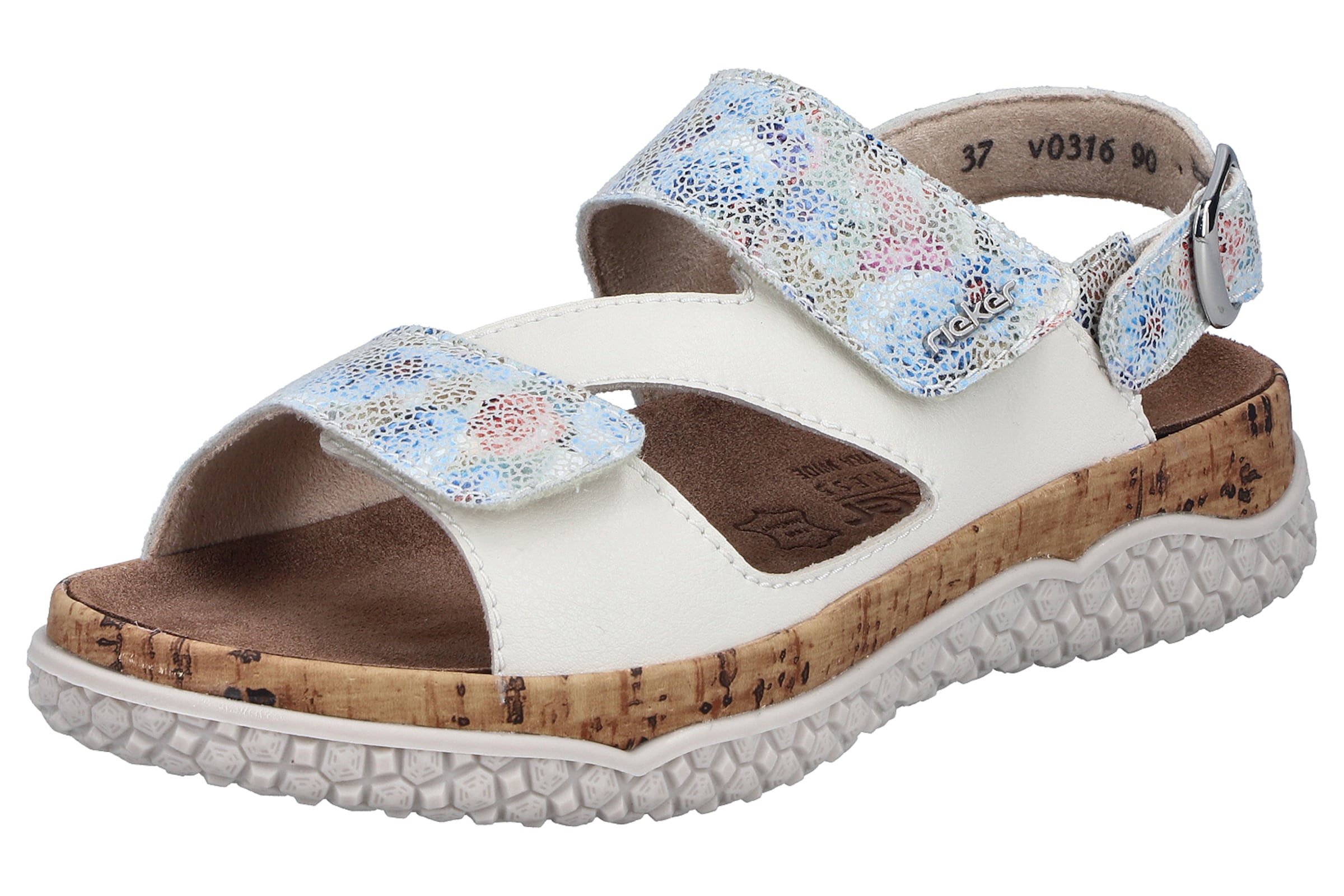 Rieker Strap Sandals 'V0316' in White: front