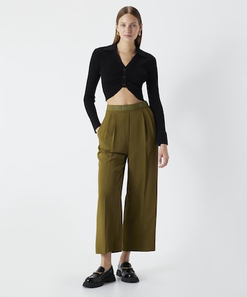 Ipekyol Wide leg Pleat-Front Pants in Green