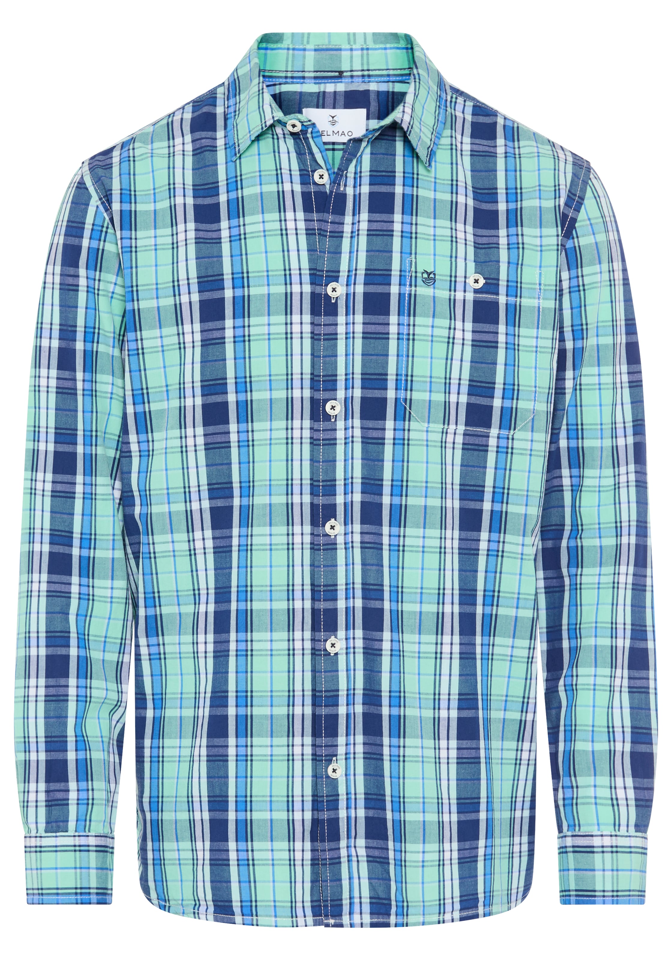 DELMAO Button Up Shirt in Blue / Dark blue / Light green / Off white, Item view