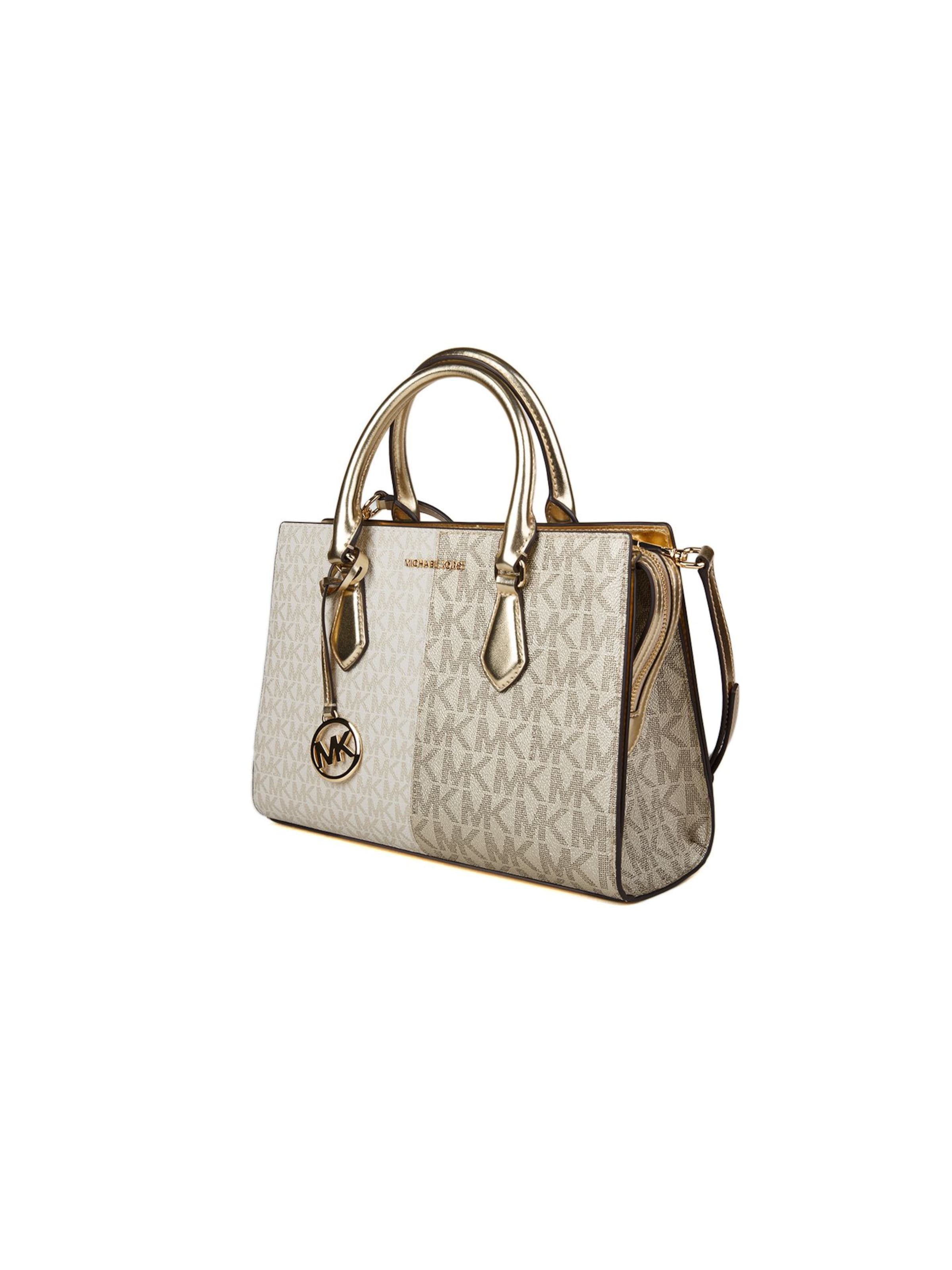 Michael Kors Handtas 'Sheila Medium Two-Tone Metallic Signature Logo Satchel' in Goud