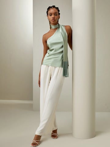 Lilysilk - Blusa 'One-Shoulder-Top mit Quastenschal' en azul