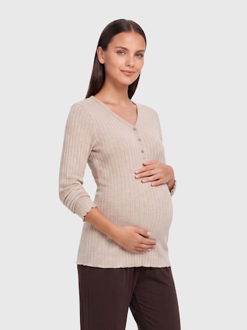 Only Maternity Shirt 'OLMLOLA' in Bruin: voorkant