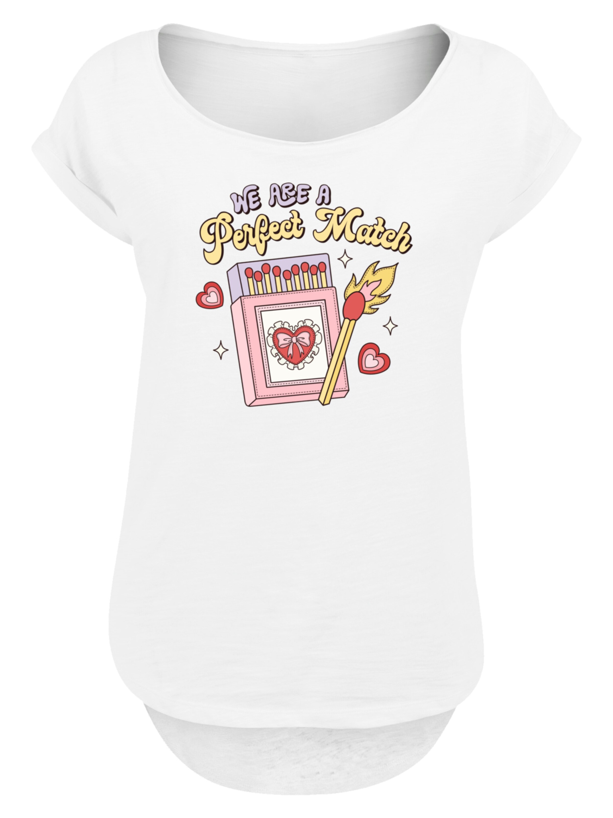 F4NT4STIC T-Shirt 'We Are A Perfect Match Love' in Weiß: Vorderseite