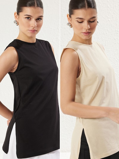 Palaidinė be rankovių iš Trendyol, spalva – glaisto spalva / juoda, Prekių apžvalga