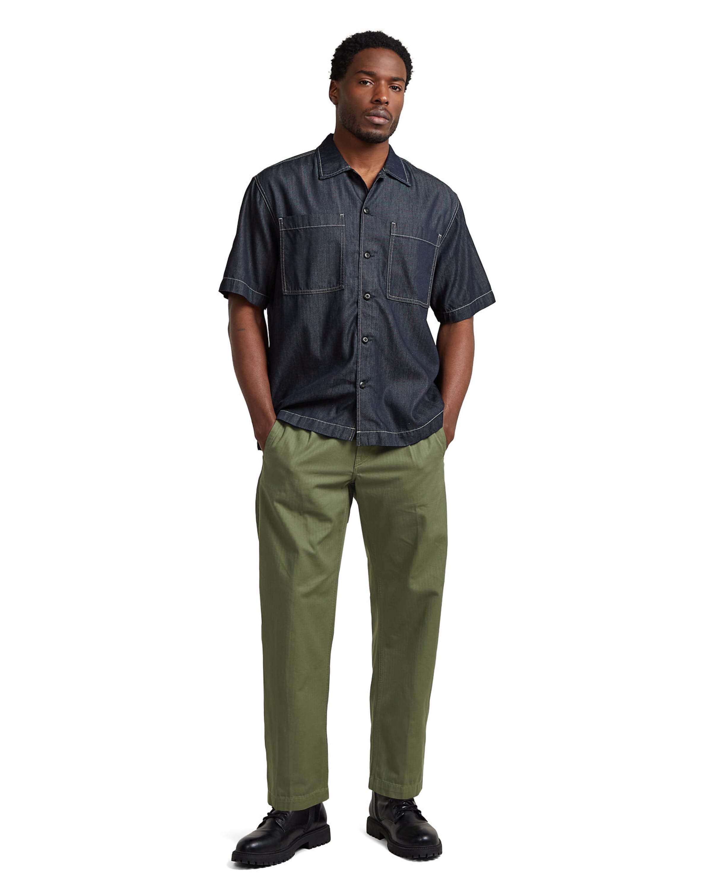 G-STAR Regular Fit Shirt - 'Bowling 2-Pocket Shirt' in Blau