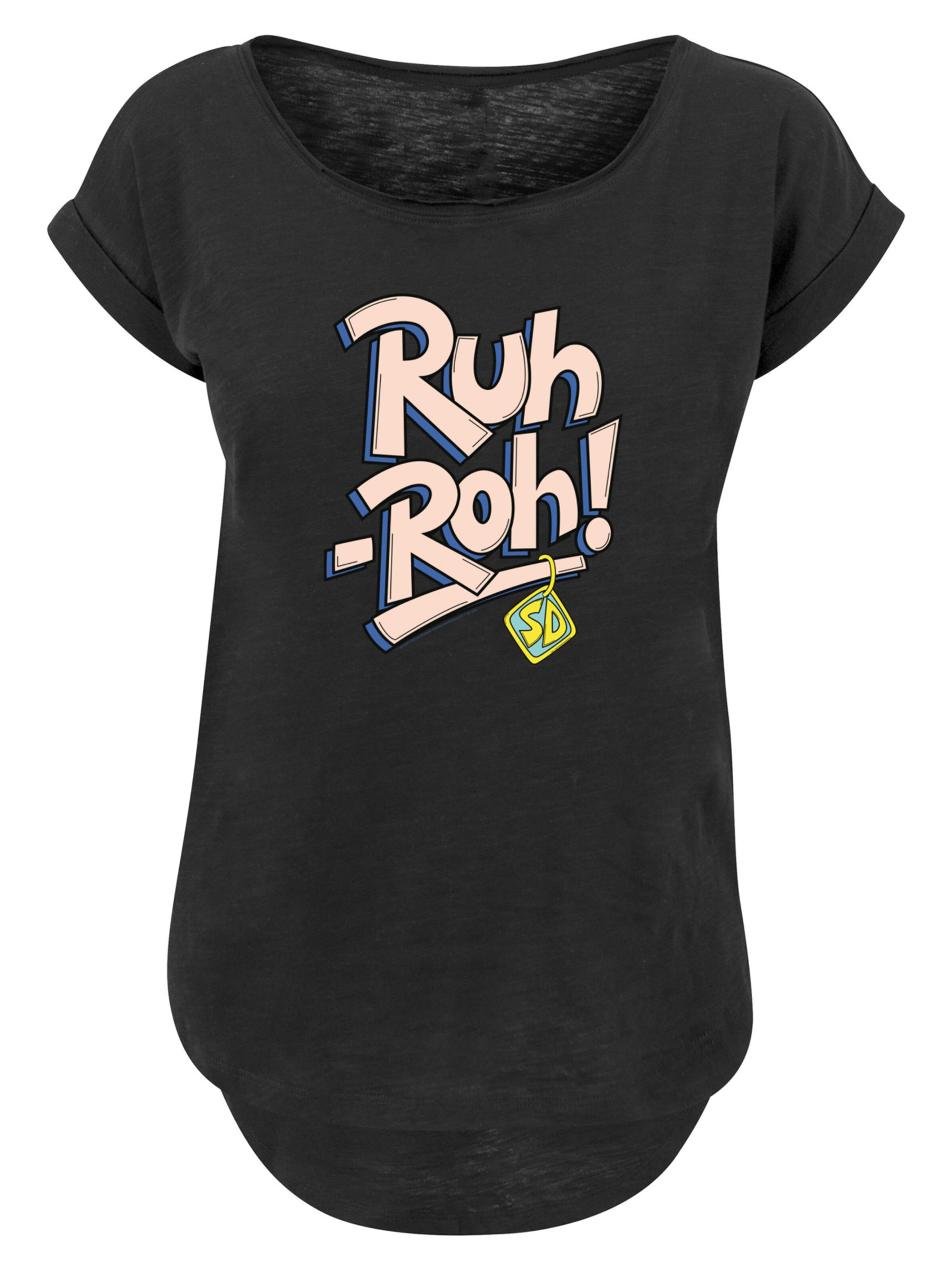 F4NT4STIC Shirt 'Ruh-Roh Dog Tag' in Zwart: voorkant
