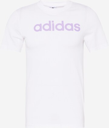 ADIDAS SPORTSWEAR Функционална тениска 'Essentials Linear Embroidered Logo' в бяло: отпред