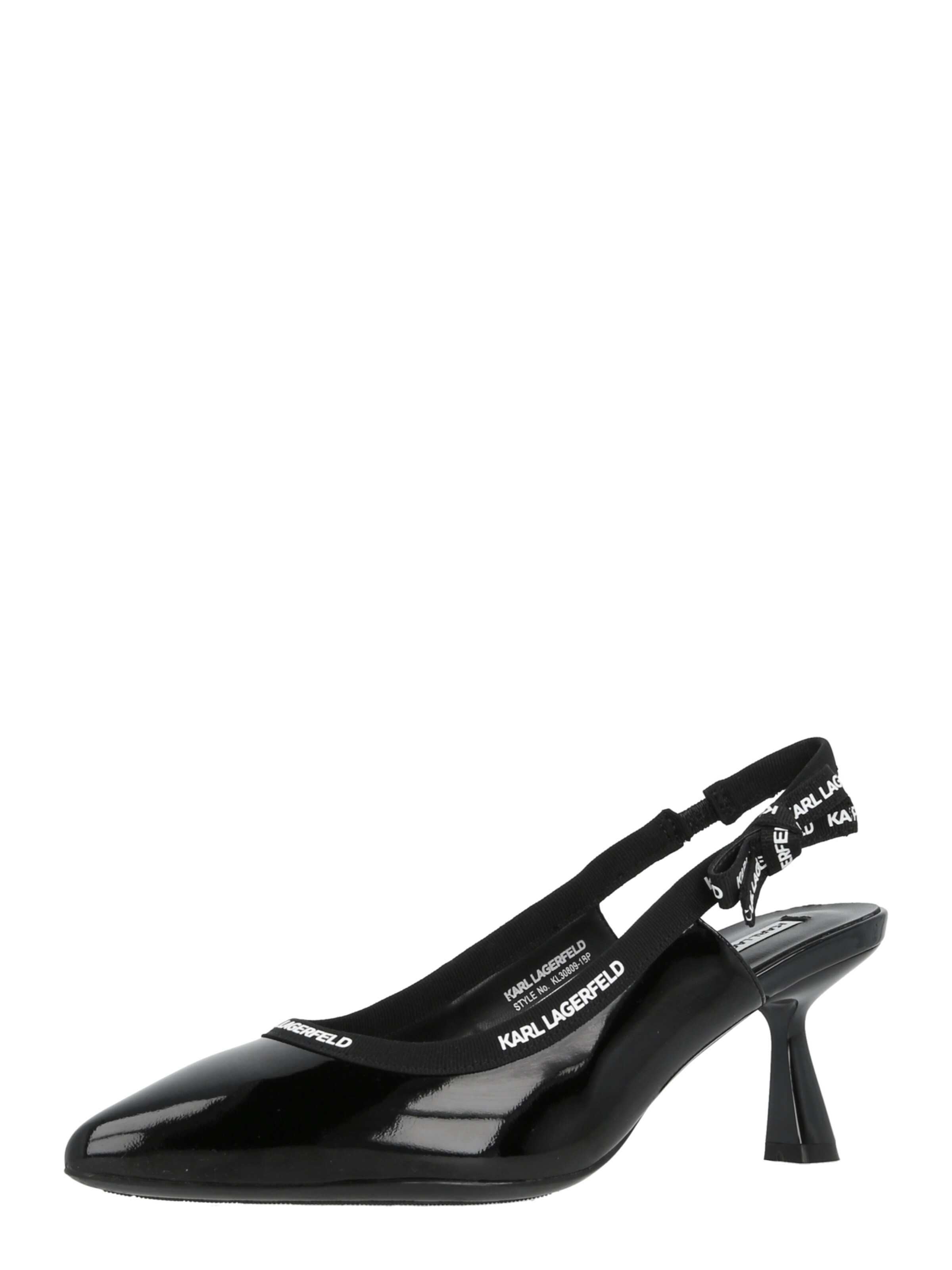 Karl Lagerfeld Vaļējas augstpapēžu kurpes, krāsa - melns / balts, Preces skats