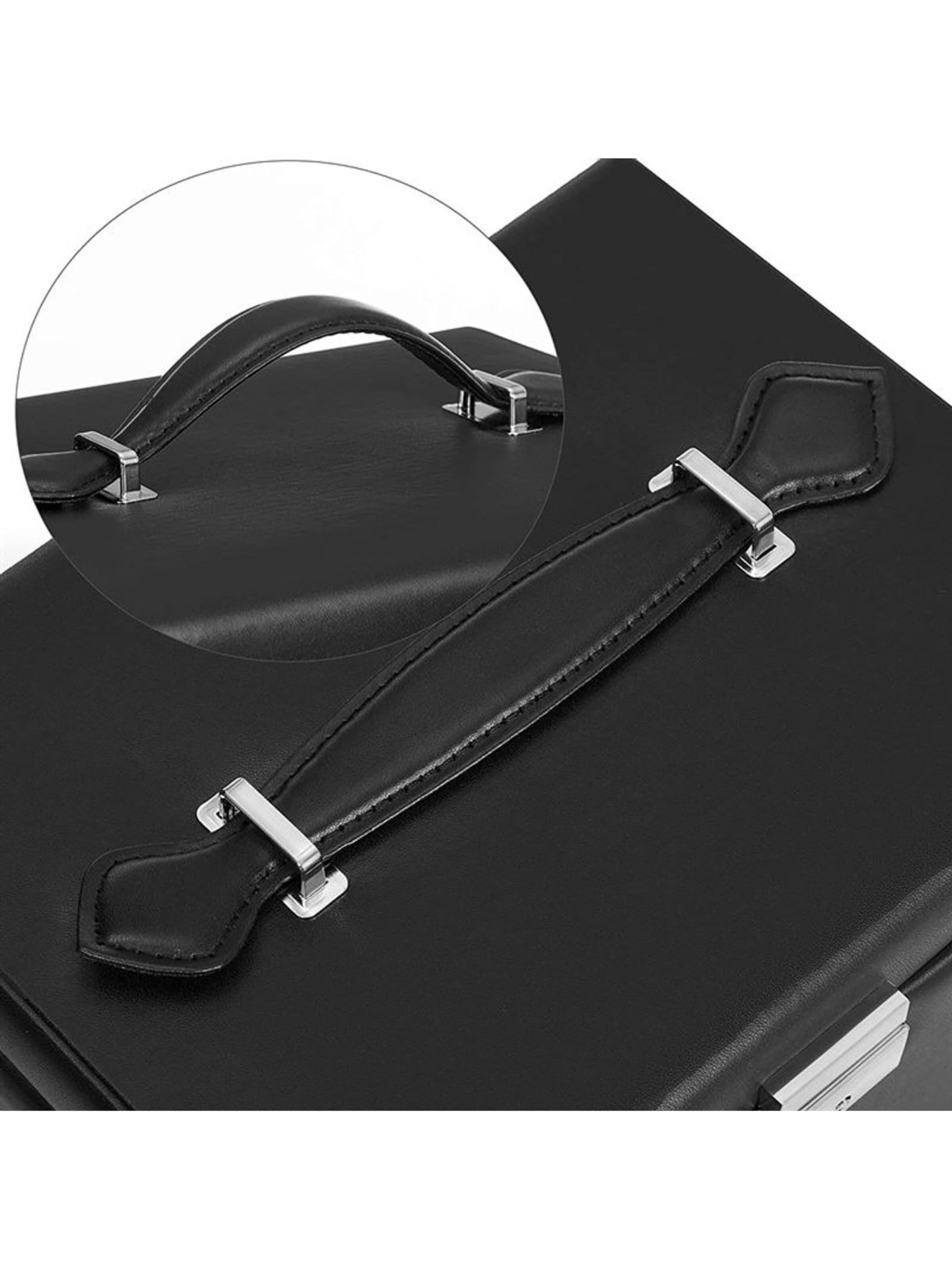 Boîte à bijoux 'Luna XL Leather jewellery box with 20 compartments - Black' UNIQ Beauty en noir