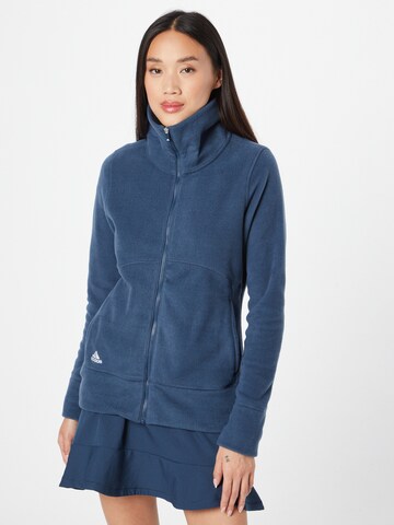 ADIDAS GOLF Athletic Fleece Jacket in Blue: front