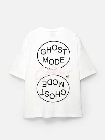 T-Shirt 'GHOST MODE' Pull&Bear en blanc
