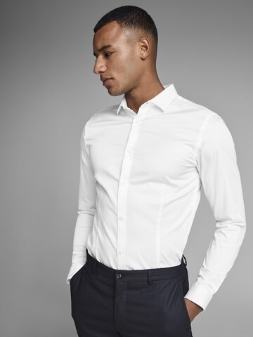 JACK & JONES Super Slim Fit Button Up Shirt 'Extra Slim Fit' in White
