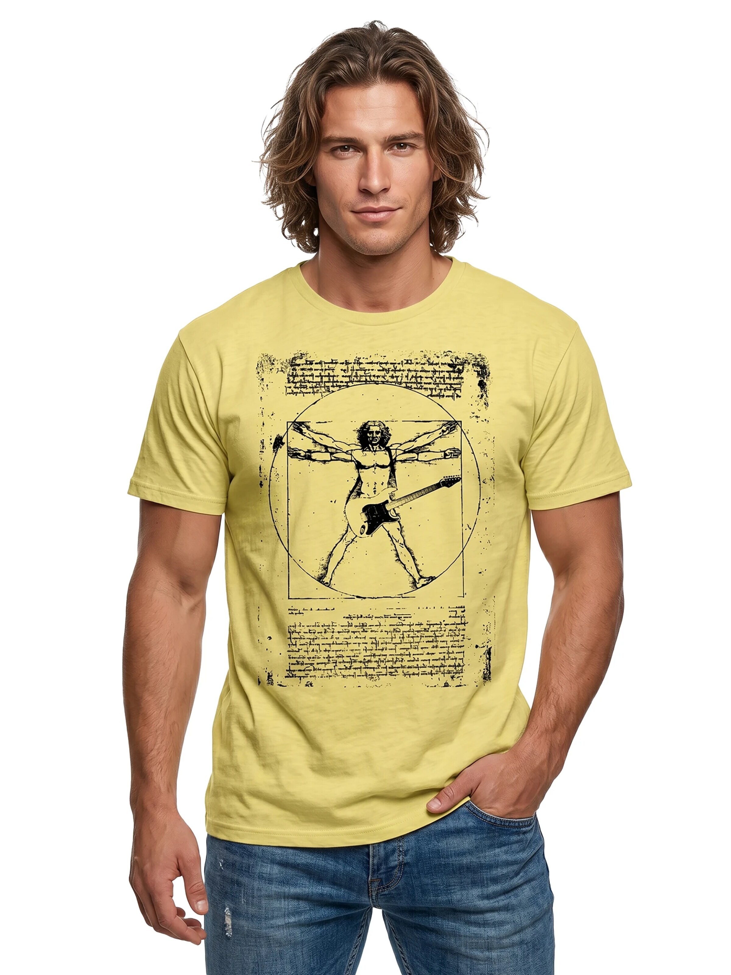 MAKAYA Shirt 'Da Vinci Rock' in Yellow