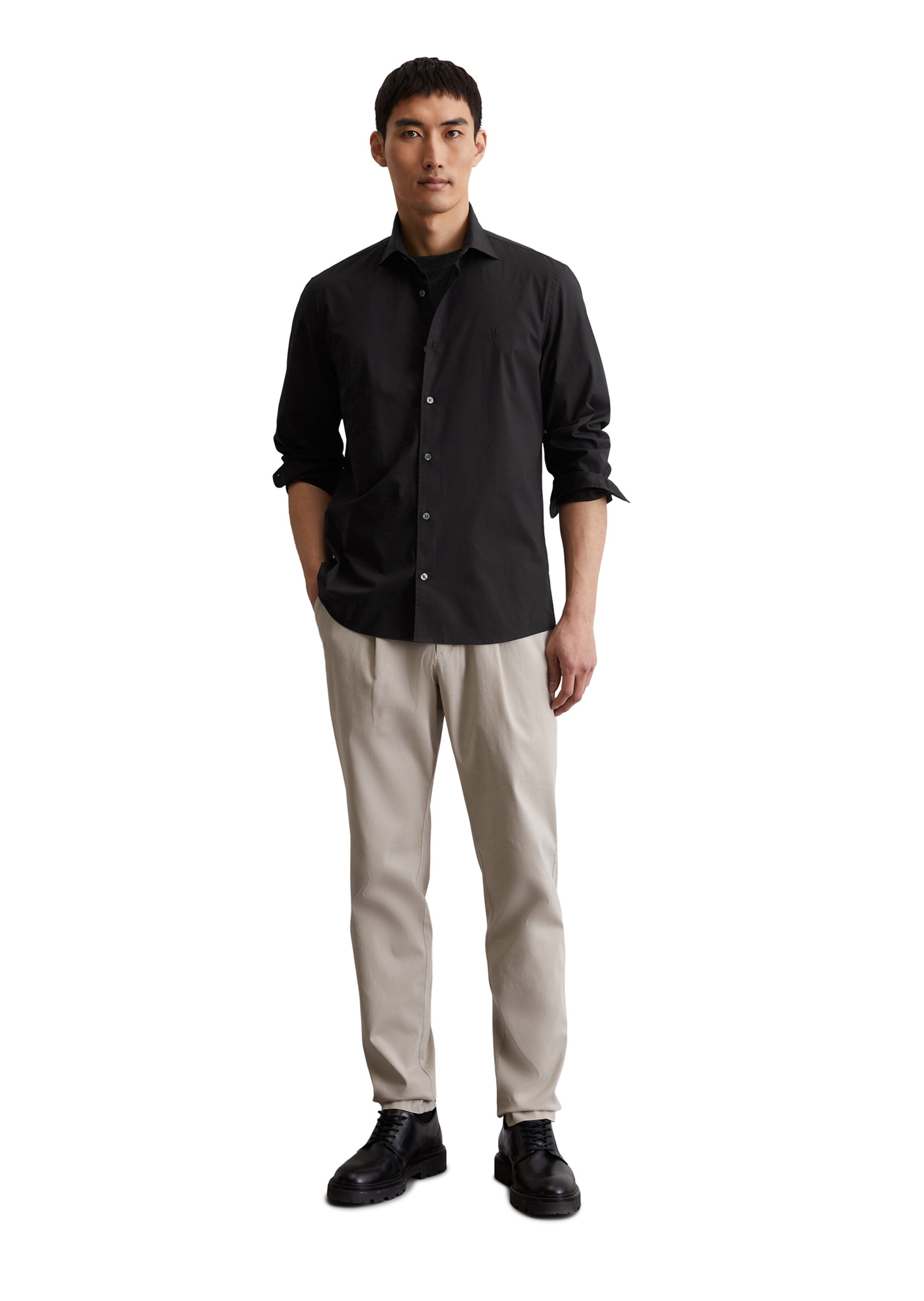 Marc O'Polo Regular fit Button Up Shirt in Black: front