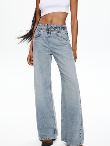 Pull&Bear Wide Leg Jeans in Blau: Vorderseite