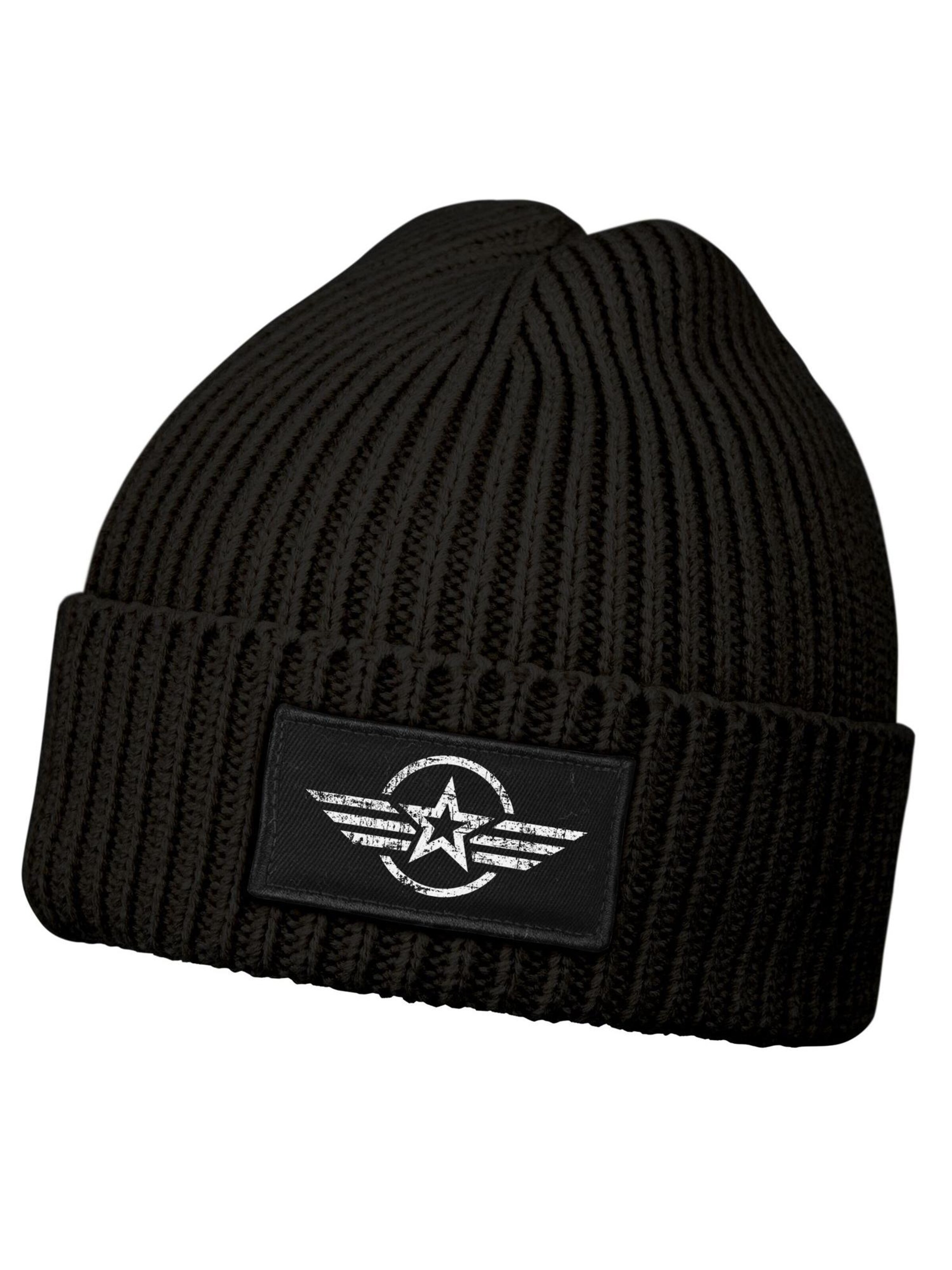 Neverless Mütze 'Airforce Wings'‌‌‌‌‌‌‌‌‌‌ in Schwarz: Vorderseite