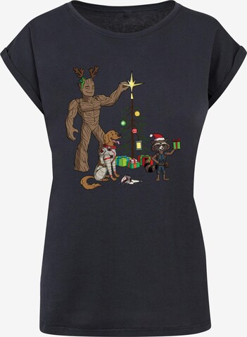 ABSOLUTE CULT Shirt 'Guardians Of The Galaxy - Holiday Festive Group' in Blue: front