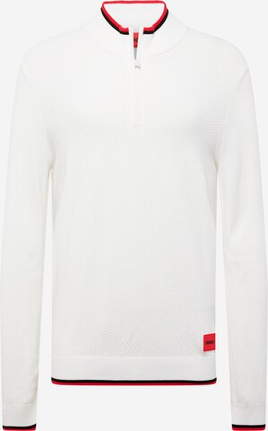 HUGO Пуловер 'Saikk' в бяло: отпред