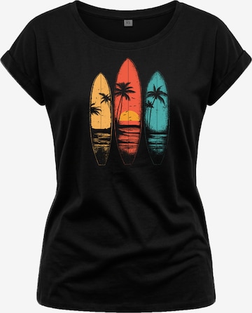 MAKAYA Shirt 'Surfboards' in Black: front