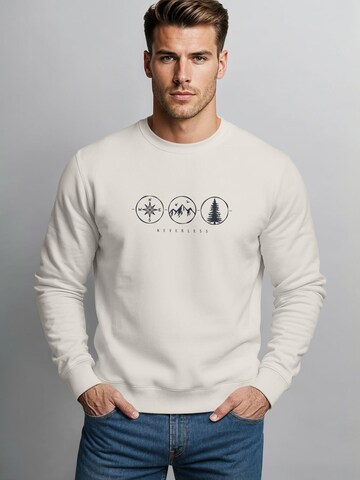 Neverless Sweatshirt 'Outdoor Kompass' in Beige: front