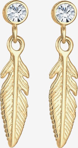 ELLI Earrings 'Feder, Solitär-Ohrring' in Gold: front