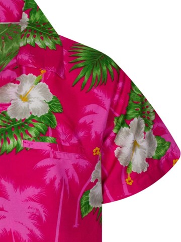 King Kameha Regular fit Button Up Shirt 'Small Flower' in Pink