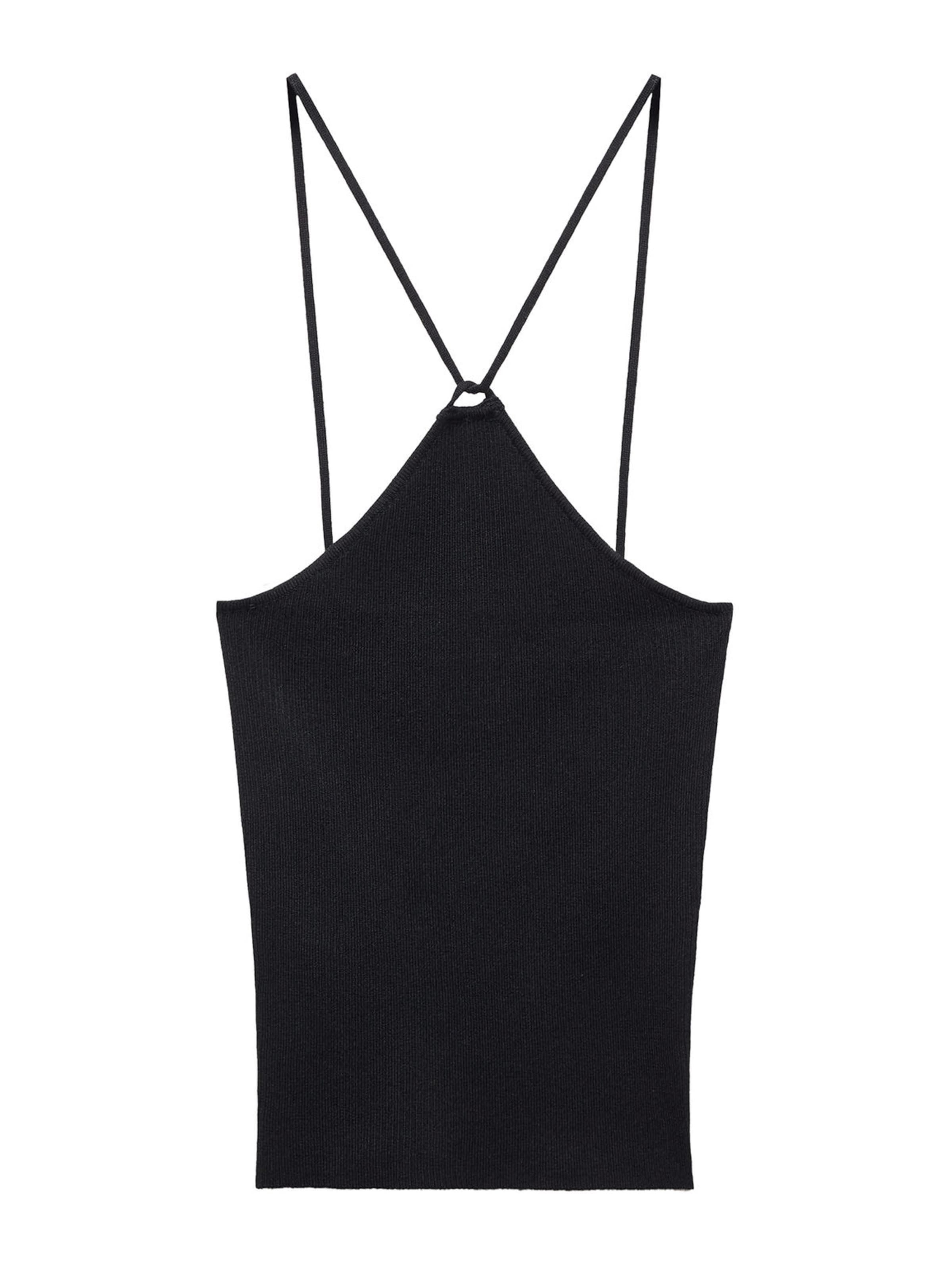 MANGO Top z dzianiny 'ANGELINA' w kolorze czarny: przód