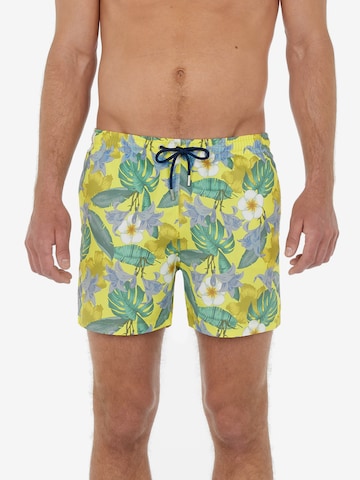 HOM Board Shorts ' Tropicana ' in Yellow: front