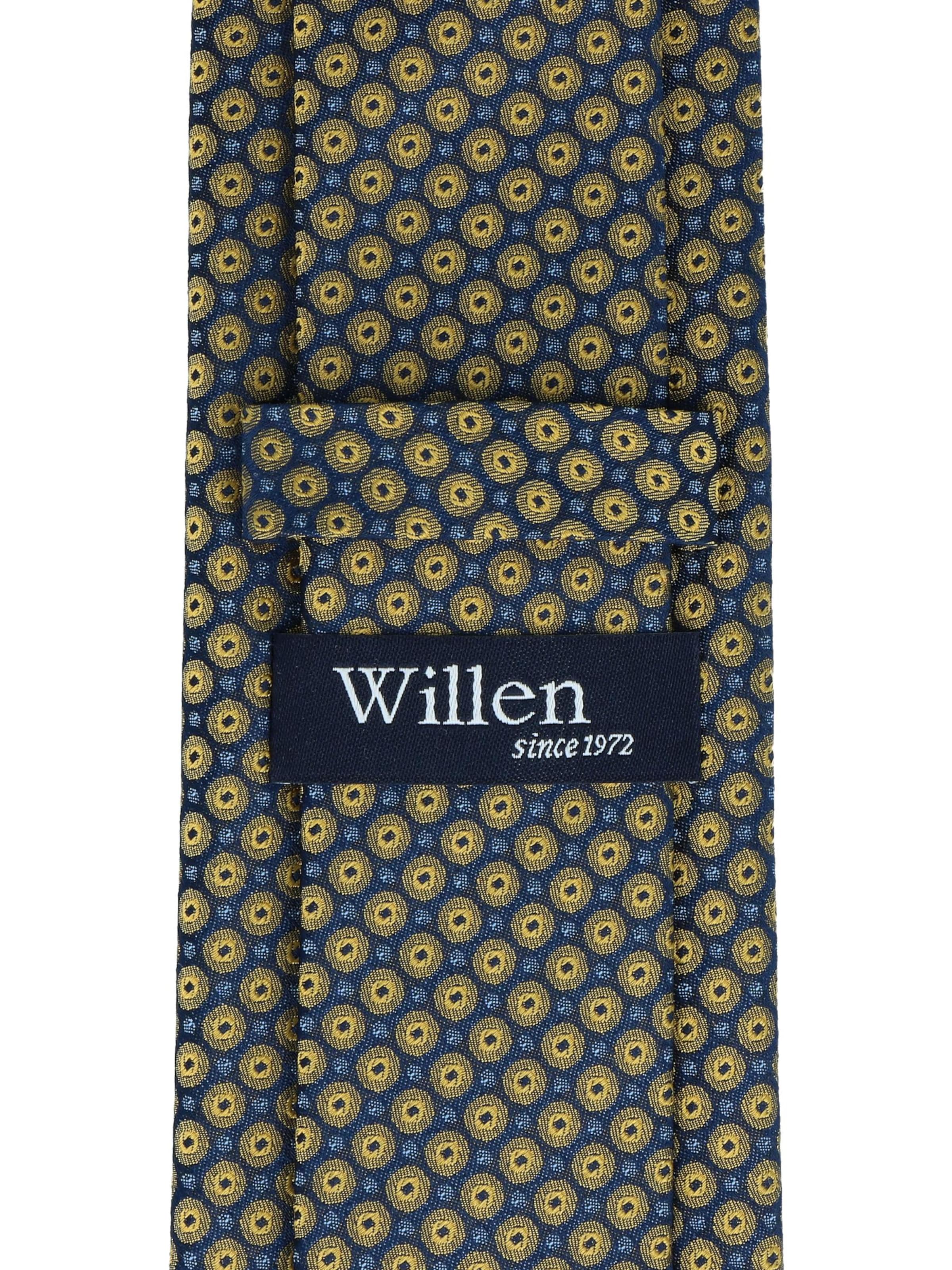 WILLEN Tie 'Kleinmuster Marine' in Yellow