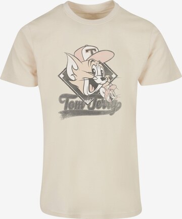 ABSOLUTE CULT Shirt 'Tom And Jerry - Baseball Caps' in Beige: voorkant