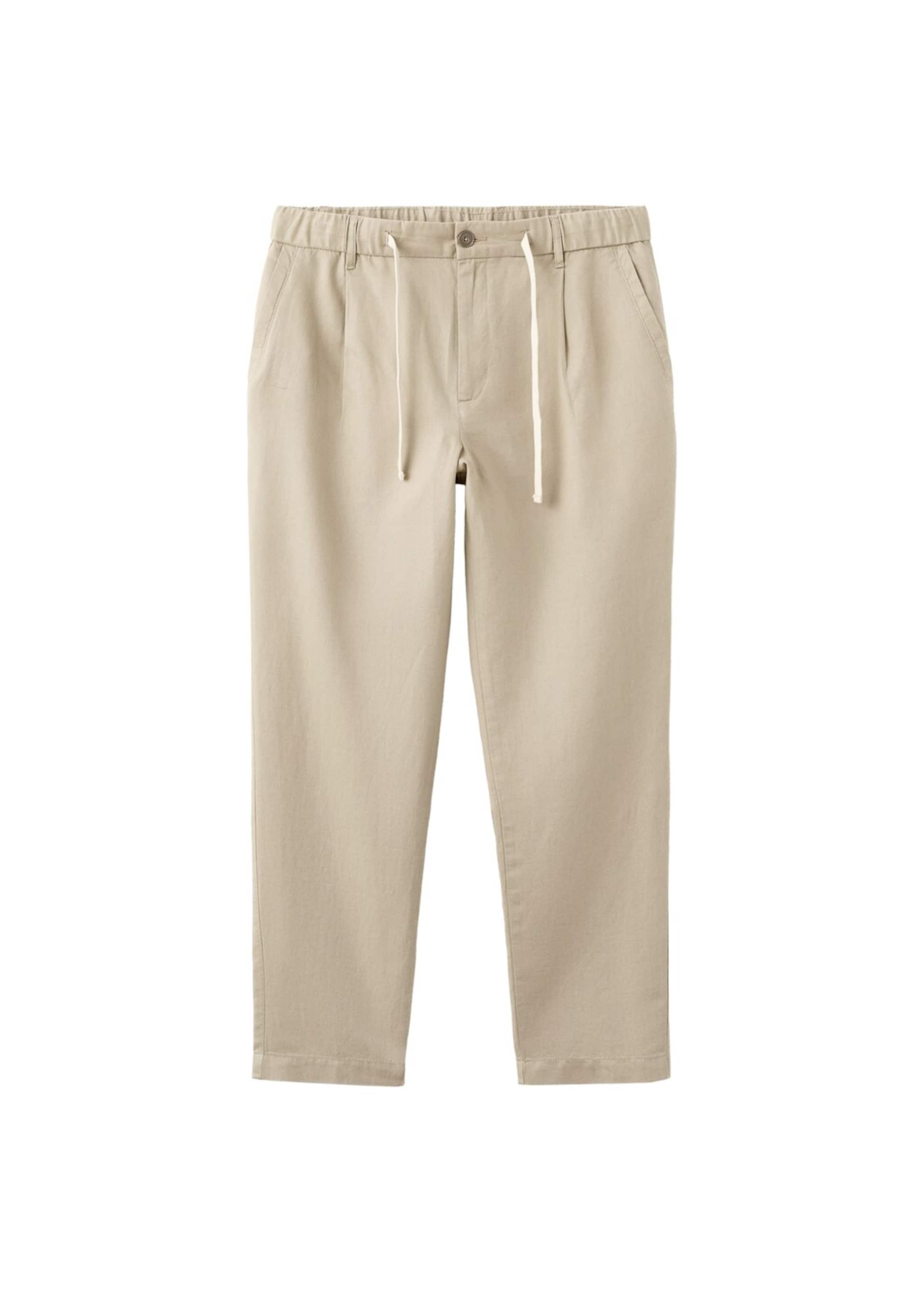 MANGO MAN Pleat-Front Pants 'Romelino' in Beige: front