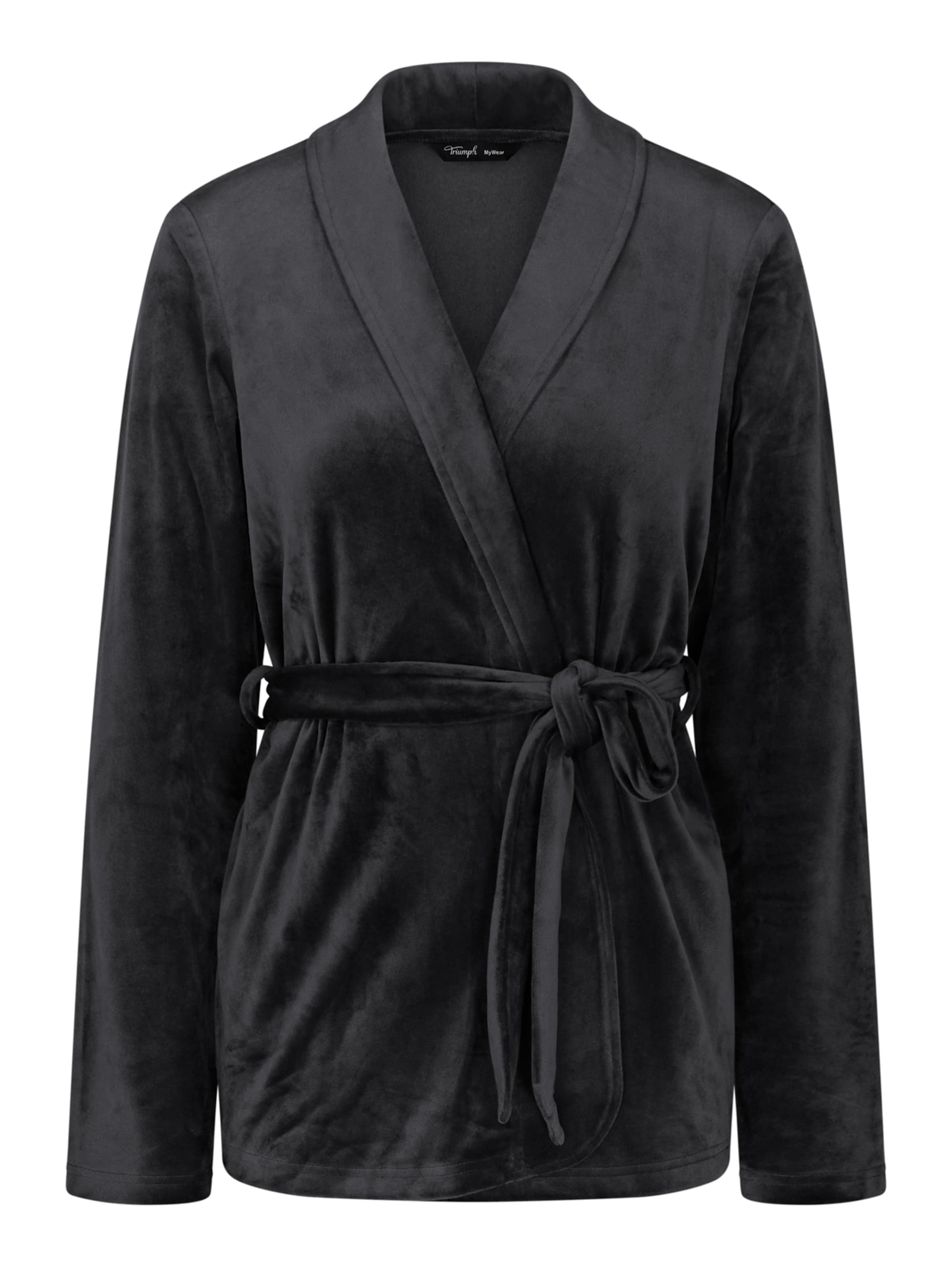 TRIUMPH - Roupão curto ' Sensual Velour Robe Top ' em preto: frente