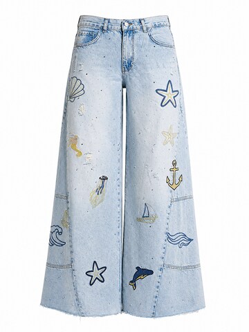 IT'S BASIC Wide leg Jeans 'RHINESTONE PALAZZO MID RISE JEANS' in Blauw: voorkant