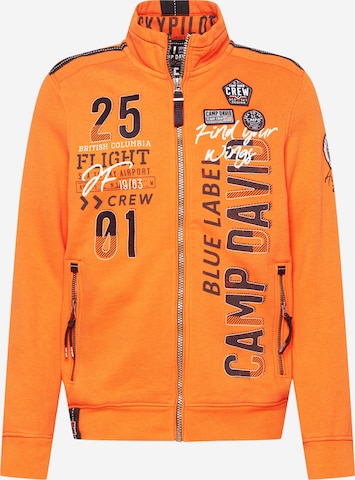 CAMP DAVID Sweat jacket in Orange: front